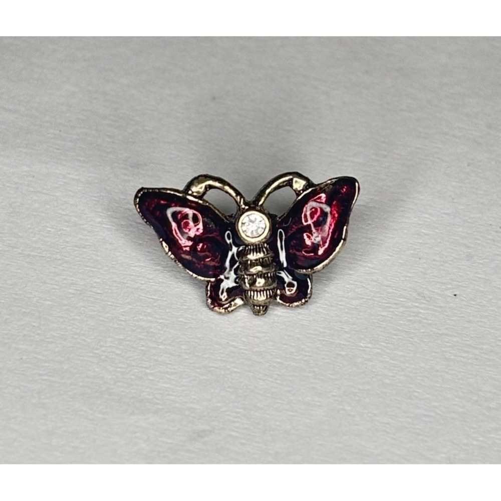 Liz Clairborne Purple Violet Butterfly Enamel Lapel Pin Brooch With Rhinestone